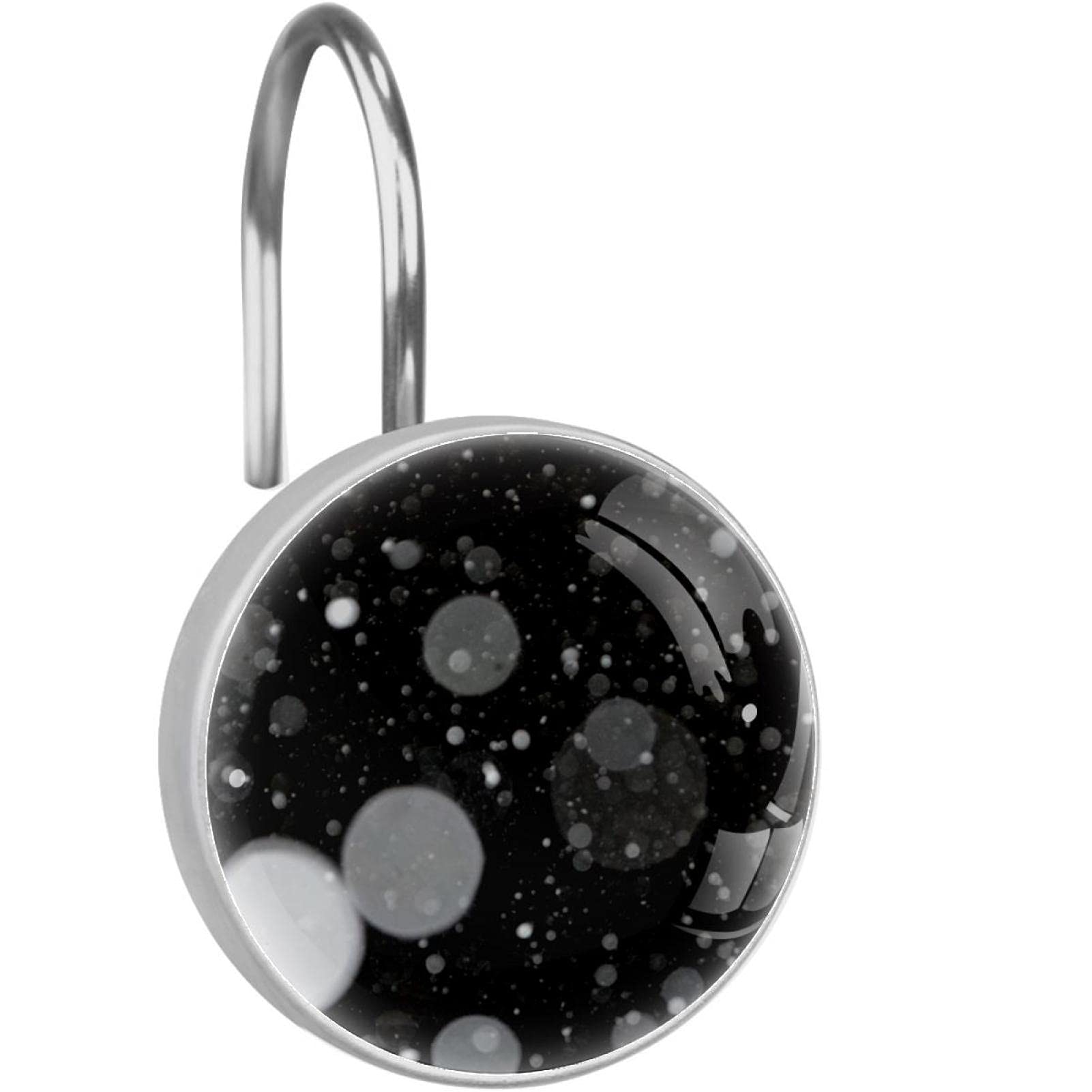 Crochets de rideau de douche anti-rouille en acier inoxydable noir pour stopper les taches