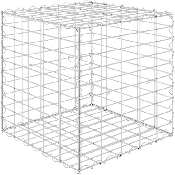 Steel Wire Cube Gabion Raised Bed Planter Box 19.7x19.7x19.7 Inch Outdoor Garden Flower Beds Sturdy Welded Mesh with Cover