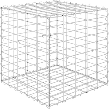 Steel Wire Cube Gabion Raised Bed Planter Box 19.7x19.7x19.7 Inch Outdoor Garden Flower Beds Sturdy Welded Mesh with Cover
