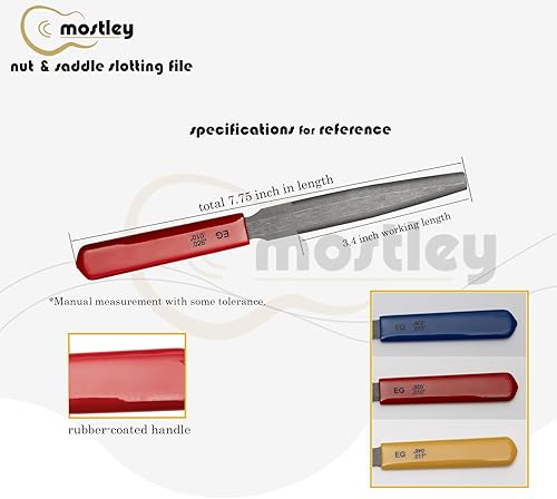 Miniatura 5 de Juego de llaves cónicas para guitarras eléctricas, archivos de ranura de silla de montar de tuerca de doble cara, limas de tuerca de dientes