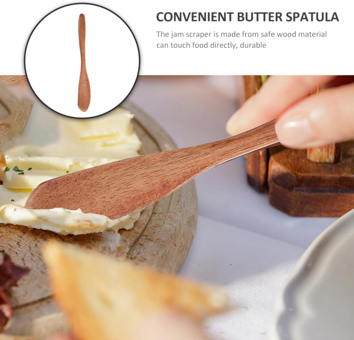 6pcs Wooden Butter Spreaders and Jam Scrapers Smooth Edged Utensils for Baking and Cooking Compact and Lightweight for Home and Restaurant Use