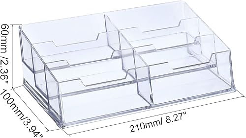 Miniatura 2 de PATIKIL Soporte para tarjetas de visita, 6 ranuras de plástico, soporte de exhibición para tarjetas de presentación para escritorio de oficina,