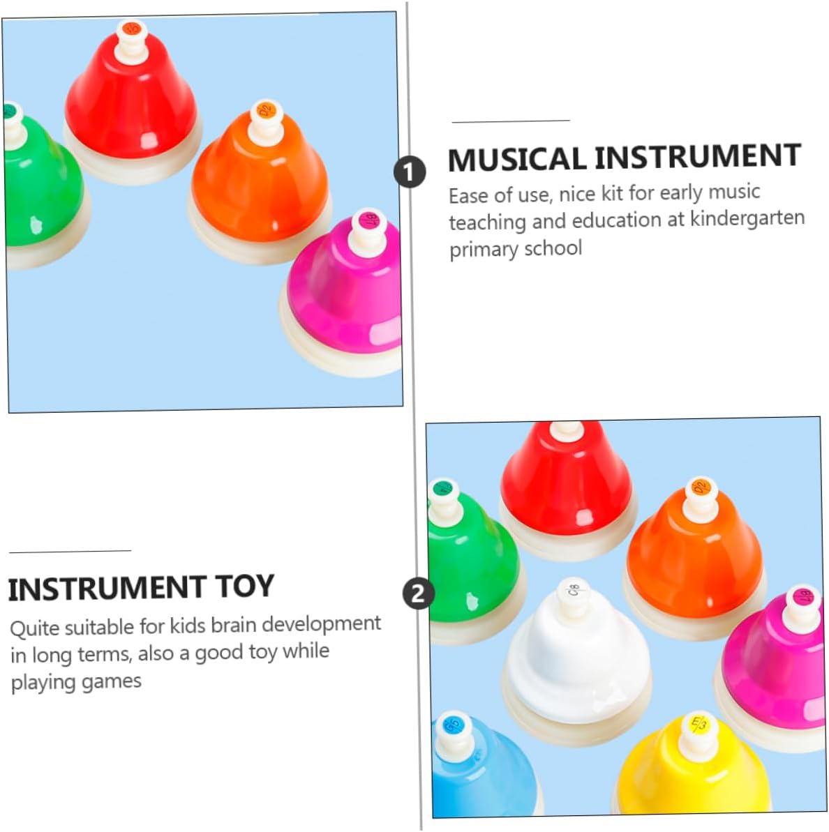 1Set Note Hand Bell for Colorful Musical Percussion Instruments for Early Education for Kindergarten and Primary School Music Classes
