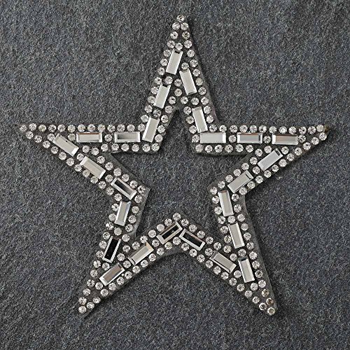 2-pcs Star Rhinestone Beaded Iron-on Applique, Bridal Applique Patch, TR-10949B (3-1/4