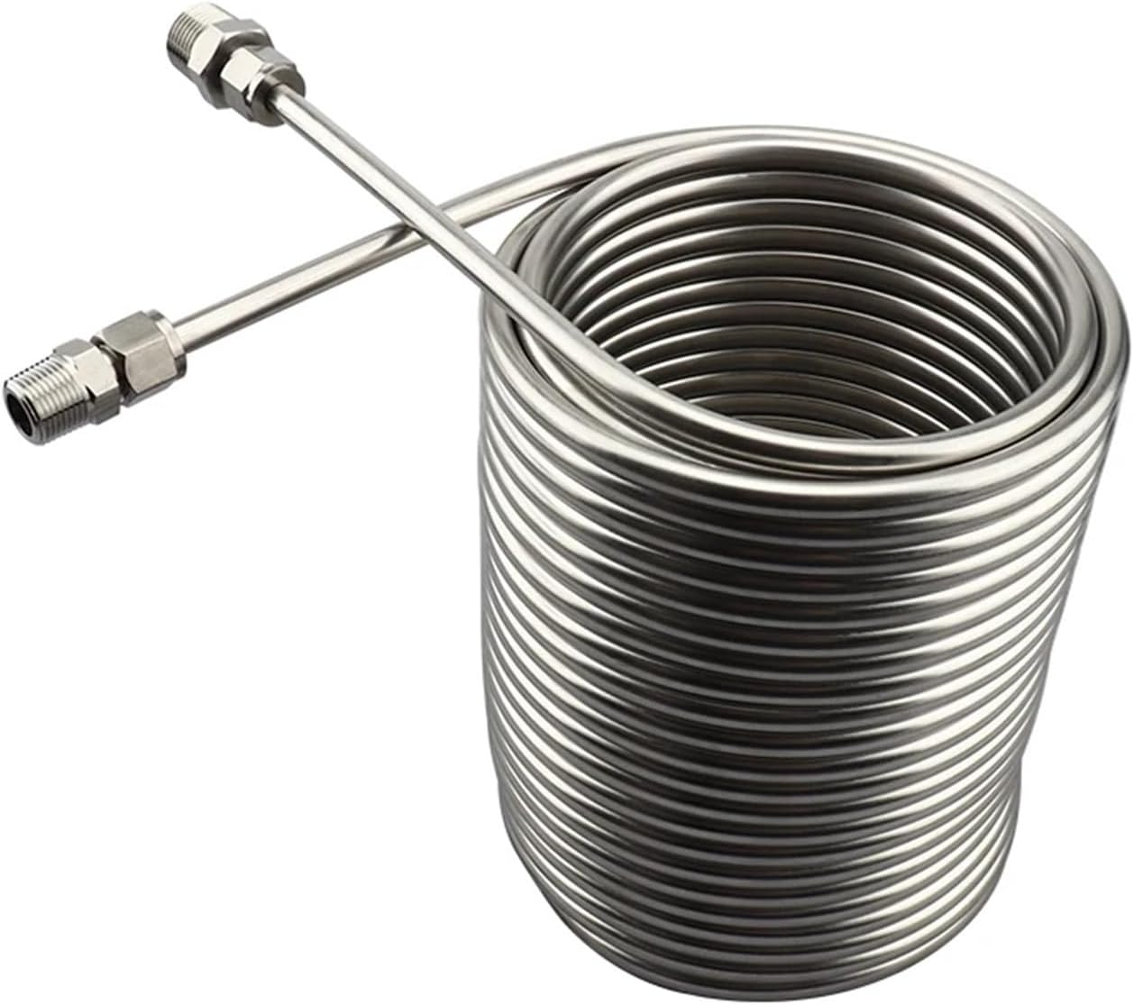 20m Stainless Steel Cooling Coil, Double Layer Beer Water Wort Chiller With 3/8'' and 1/2" Connector