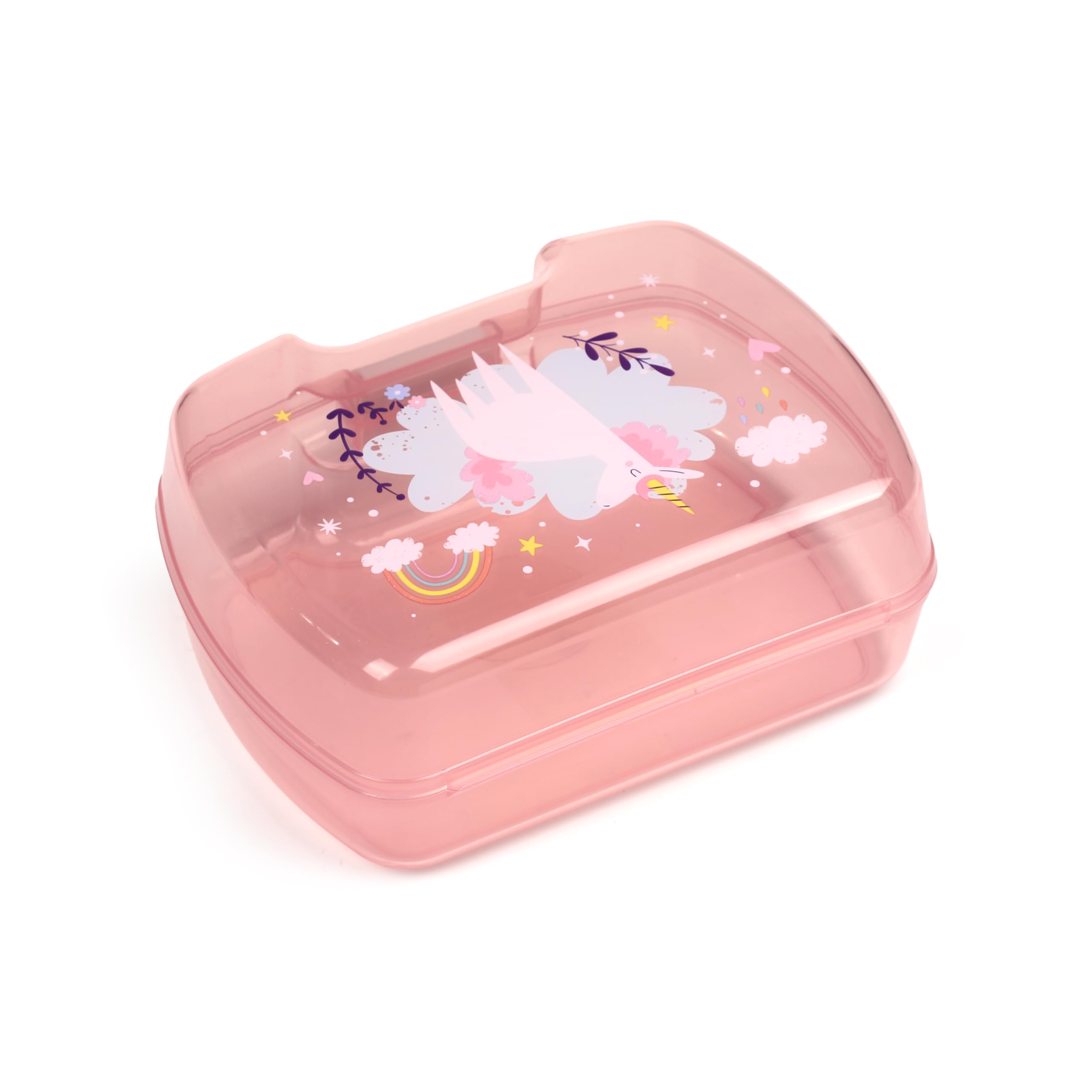 Puckator Set porte-goûter rose pour fille (boîte à déjeuner pour nourriture et bouteille d'eau avec paille) - magie de la licorne et arc-en-ciel, sans BPA