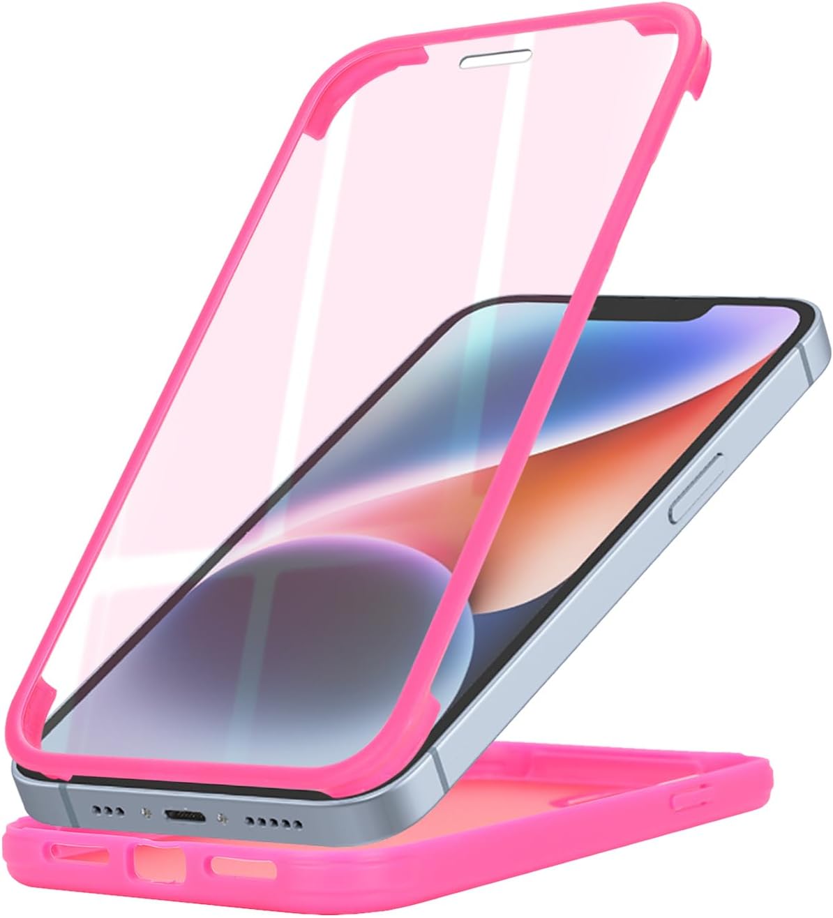 for iPhone 14 Case with Built-in Screen Protector & Full Body Protective,for Apple iPhone 13 Phone Cases for Men Women Girl-Rose Red - Image 5