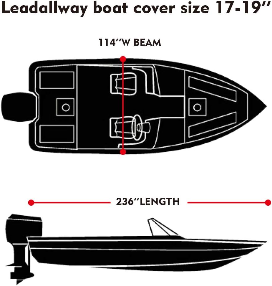 Boat Cover 19ft-17ft,Heavy Duty 600D Bass Boat Cover Marine Grade Trailerable PVC Cover,Fits V-Hull Tri-Hull Runabouts ,Grey : Sports & Outdoors