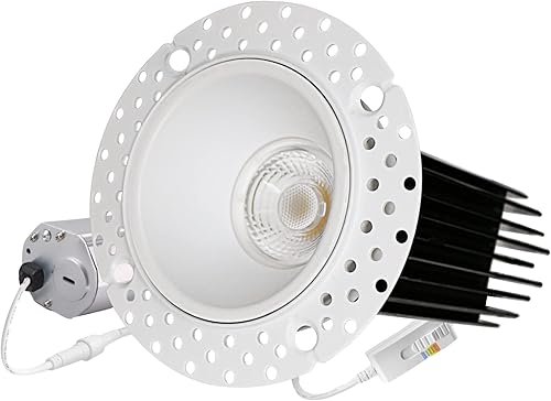 Perlglow Luminaria blanca redonda sin bordes de 2 pulgadas, de alto rendimiento, lámparas empotrables LED de -15 W  120 W regulable con
