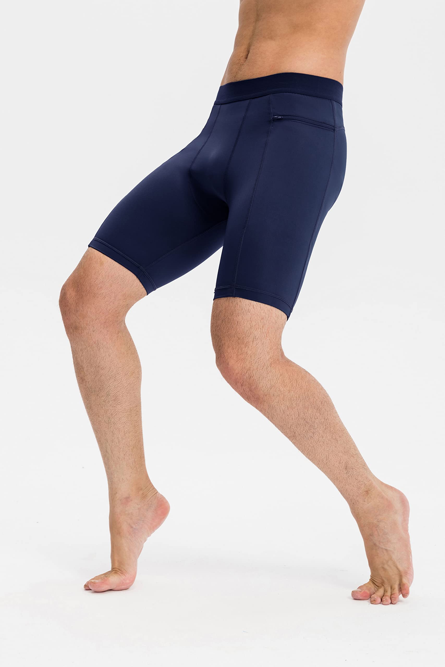 Paquete de 2 pantalones cortos de compresión para hombre con cremallera bolsillo para teléfono, correr, entrenamiento, ropa interior atlética