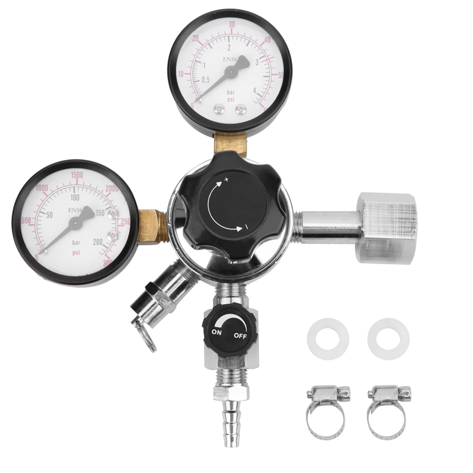 Régulateur de Pression de Fût, Régulateur de Co2 Bière, Double Manomètre W21.8 Réducteur de Pression pour Distributeurs Brassage de Bière Tireuse à Bière