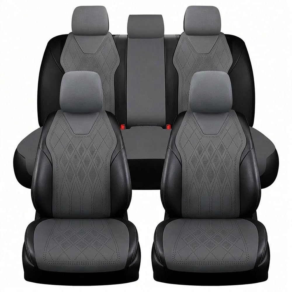 ALDLDA Car Seat Covers for Volvo XC90 2002-2025 P2/SPA, Faux Suede Upholstery Guard, Breathable Soft Automotive Cushions, Non-Slip Interior Accessories,Fullset-Grey