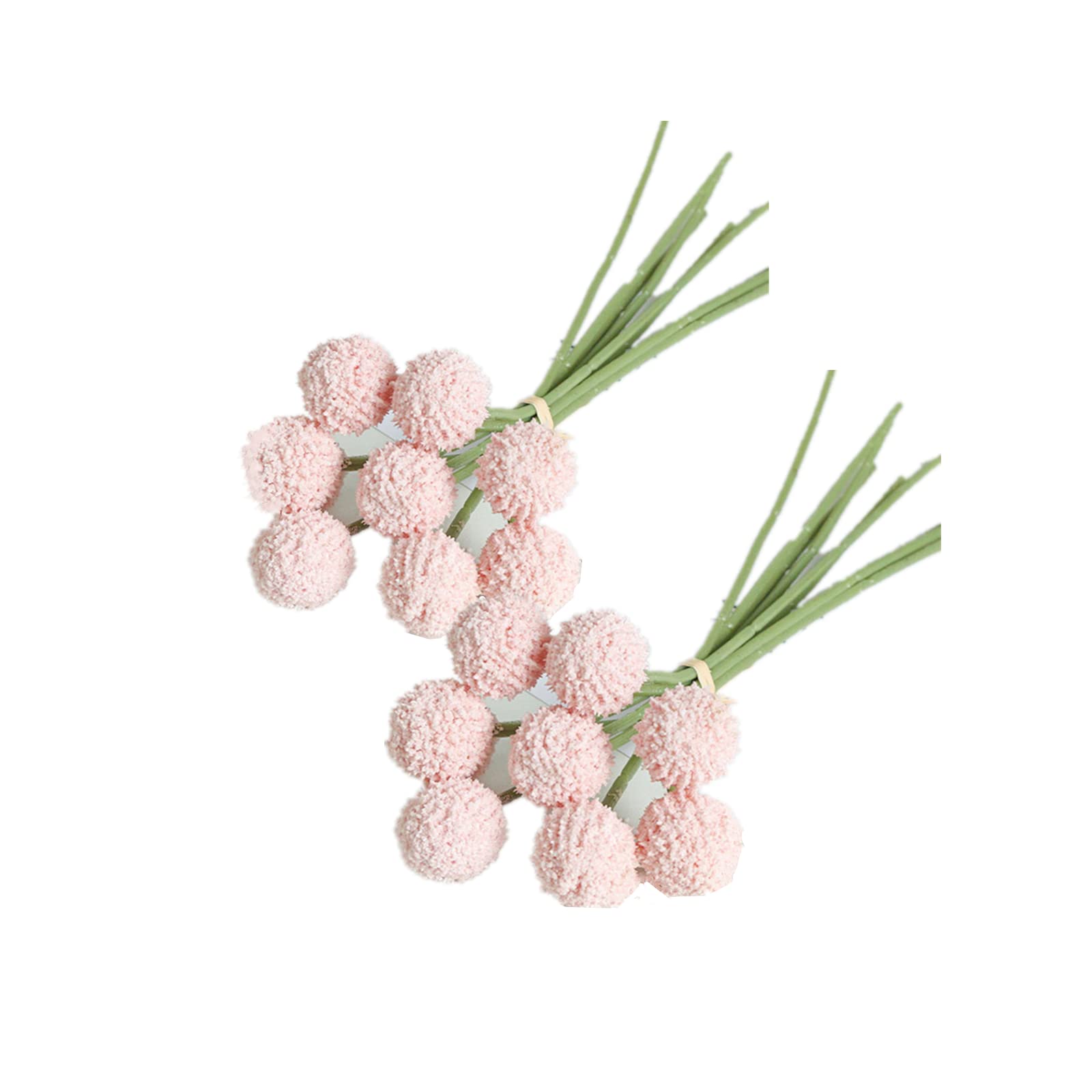Rikyo Pink 18 Stems Fake Flowers Billy Balls,10“ Artificial Billy Button Bouquet Flower Bouquet,Permanent Flower Craspedia For Crafts Wreath, Wedding Party Centerpieces Decor,Holiday Store(Pink)
