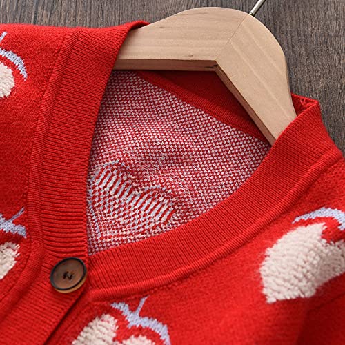 Kids Toddler Girls V Neck Knitted Cardigan Long Sleeve Winter Warm Sweater Heart Pattern Coat3