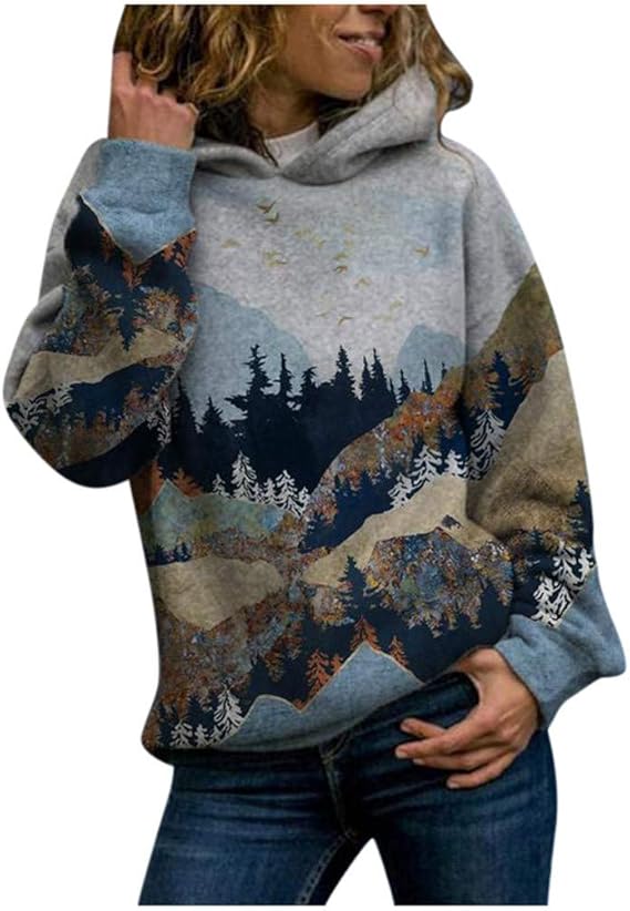 Amazon Co Jp パーカー レディース Chenyoulan 風景柄 トレーナー フード付き トップス 面白い ゆったり スウェット 暖かい きれいめ プルオーバー 大きいサイズ 体型カバー カジュアル スポーツウェア 長袖 秋服 可愛い 個性的 春秋冬 お出掛け 通学通勤 ファッション