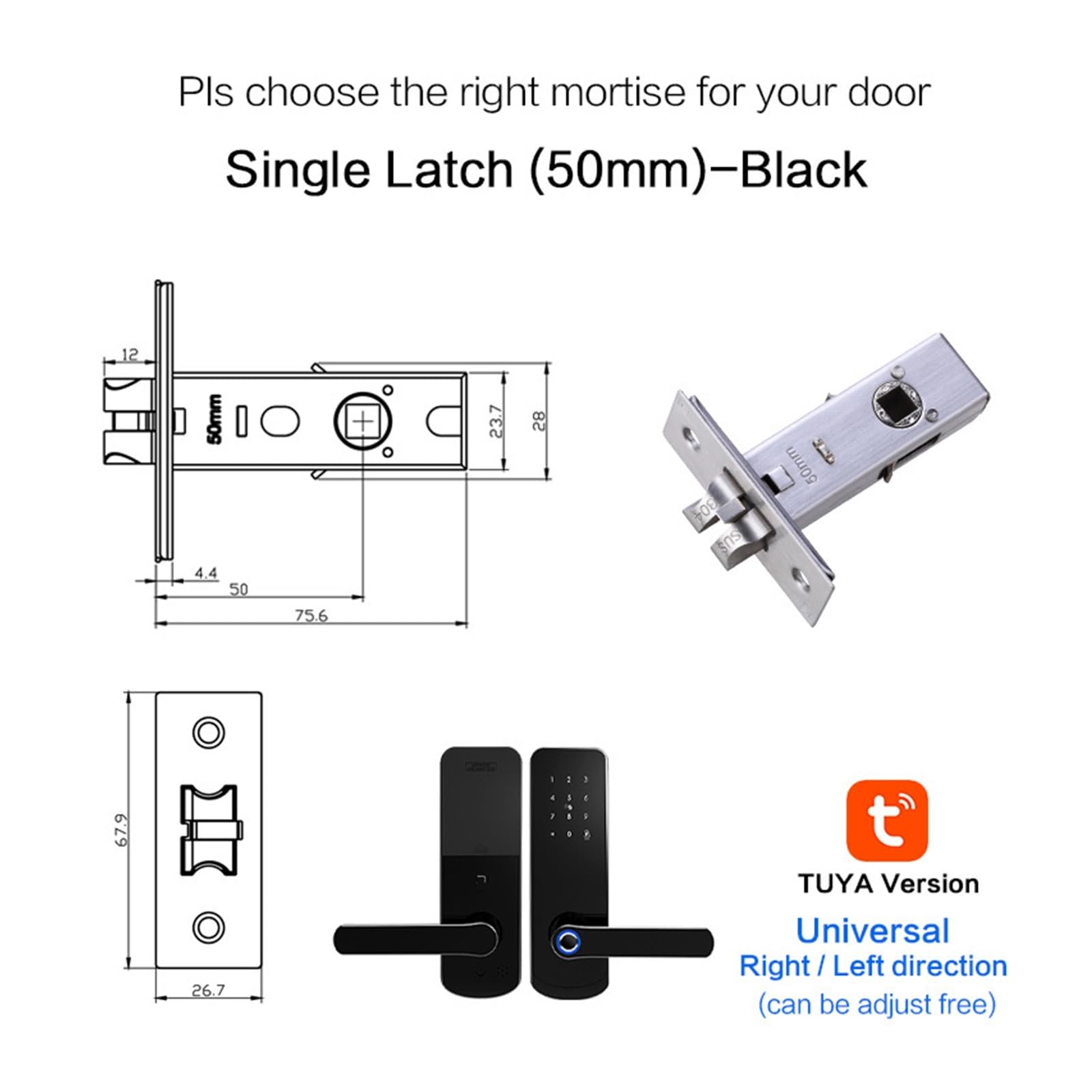 Tuya Blocco biometrico delle impronte digitali, wifi Fechadura Eletronica Digital Cerradura Inteligente Smart Home Door Lock (Colore : 6050180) wisdom