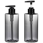 Shampoo Bottles with Pump, Yebeauty 2 Pack Empty Refillable Shower Bottle 17oz 500ml Squeeze Lotion Dispenser for Bathroom,Shampoo Soap, Conditioner Body Wash Liquidl,Clear Grey