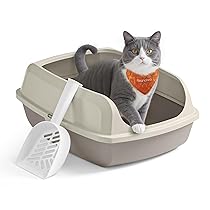 Feandrea Vassoio Lettiera per Gatti con Bordi Alti, XL, Aperto con Paletta, per Gattini e Gatti Grandi, Beige Cappuccino PPT009LH01