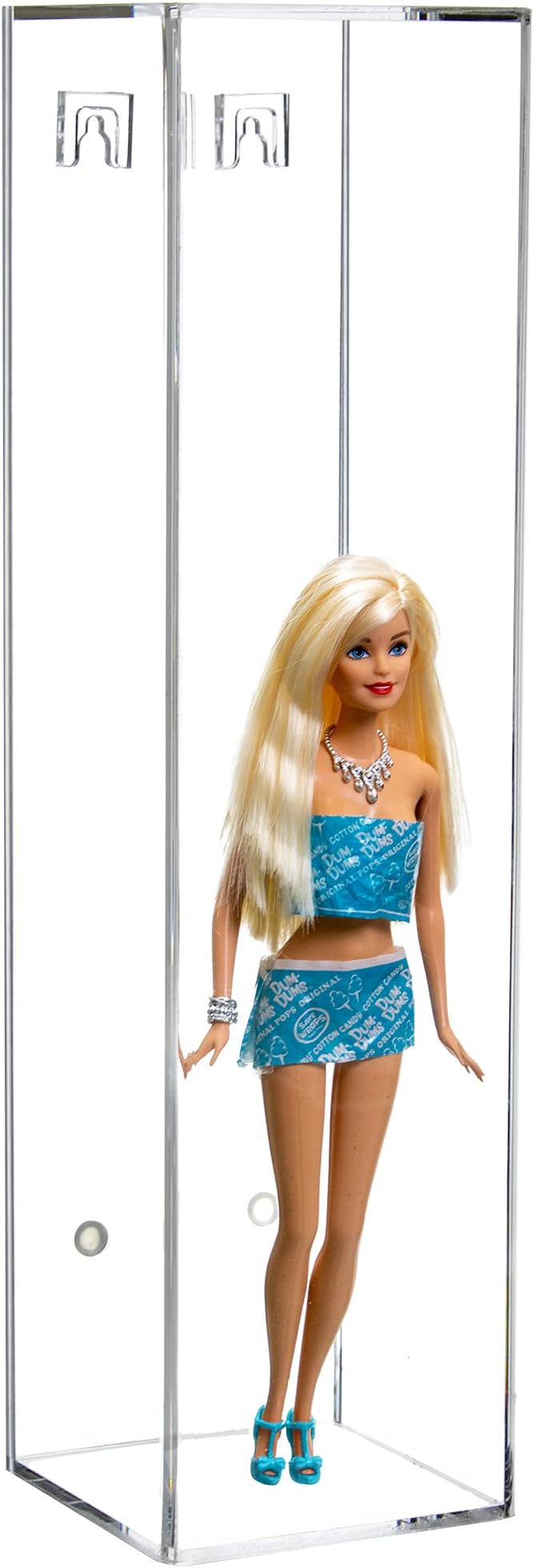 Clear Acrylic Figure Display Case for Figurine Miniature Doll Bobblehead , Doll Stands (vertl or horiz) Display Box for Figures,DIM:4.88" L x 4.88" W x 18.5" H. (A021-CB-WM)