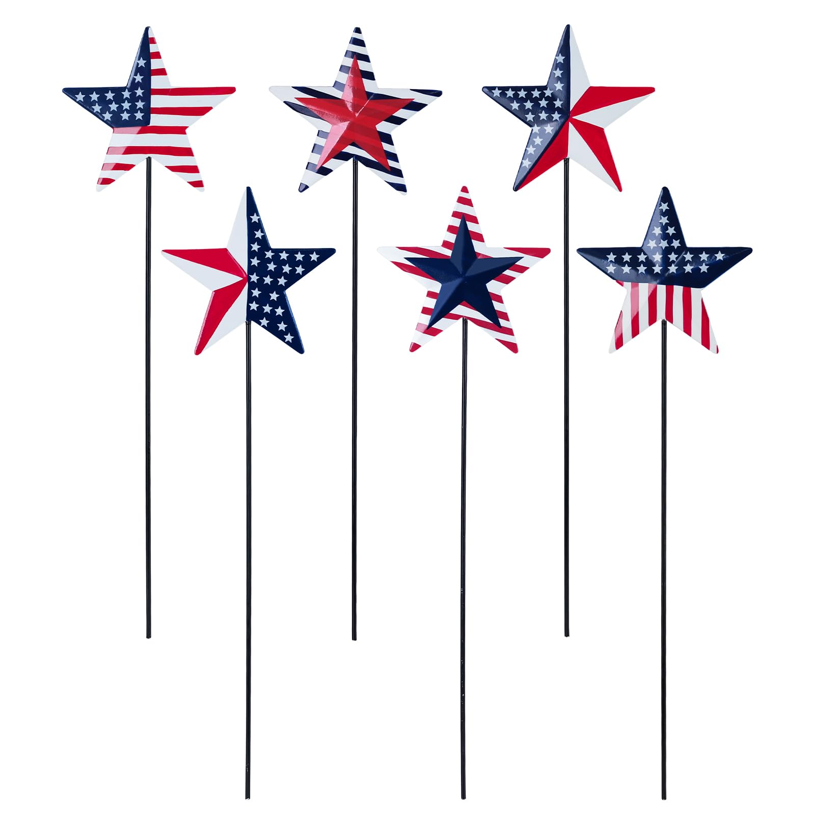 Photo 1 of hogardeck 4th of July Decorations Outdoor, 6 PCS Metal Patriot Star Decorative Garden Stakes for Fourth of July Decorations, Patriotic Yard Signs for Garden Memorial Day Decorations