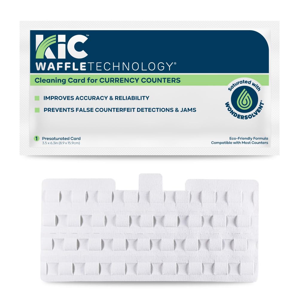 KICTeam - Waffletechnology® Cleaning Cards for Money Counter Machine (15 Cards)- Presaturated with WonderSolvent® Cleaning Formula- 3in. x 6.25in.