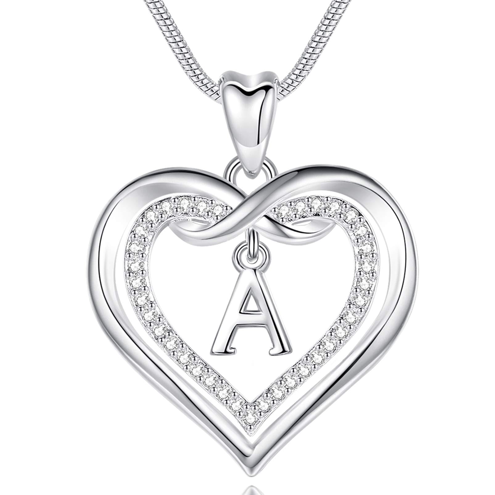 EUDORA Harmony Ball Collana con Iniziale per donne, Regalo di Gioielli con Pendente a Doppia Lettera a Cuore, Nome Dell'alfabeto Regalo di Compleanno Personalizzato per Mamma Figlia, 22"