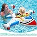 Baby Pool Float Inflatable Swimming Floaties for Kids Ages 1-4 with Steering Wheel Horn Safety Wings Toddlers Swim Float Boat Infant Summer Beach Pool Toys Outdoor Play Max 50 Lbs