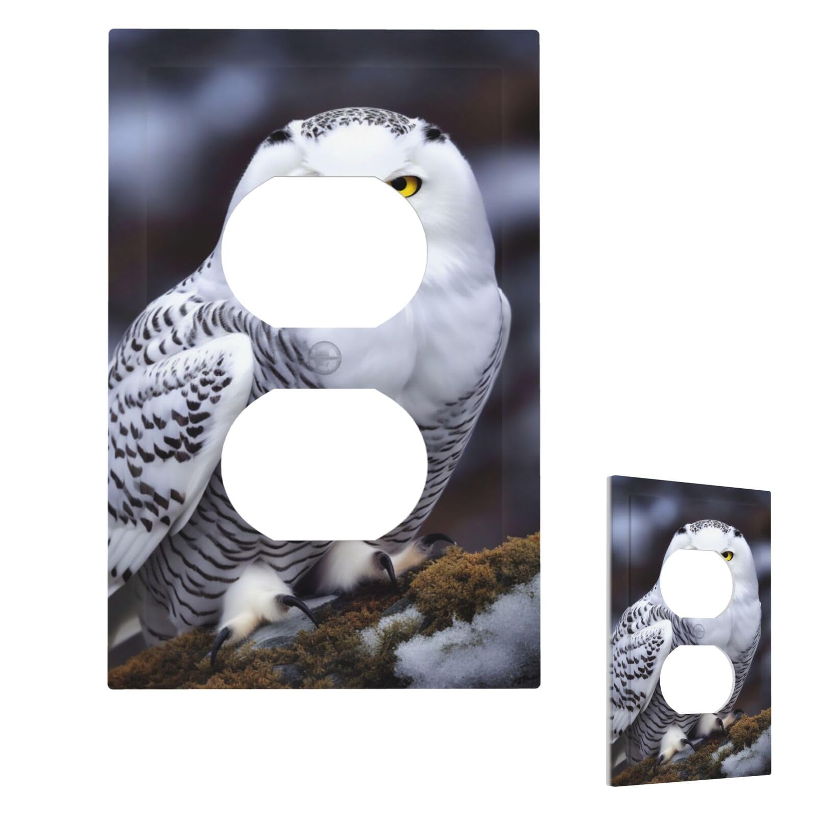 Arctic Owl Wall Plate Cover Modern Decorative 1 Gang Light Switch Cover Unbreakable Receptacle Outlet Covers For Living Room Bedroom Home Decor Duplex