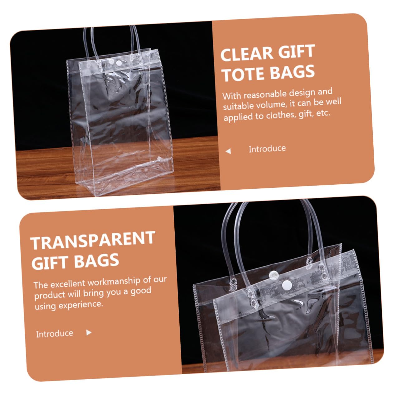 TOGEVAL 24 piezas Bolsas de Plástico Transparentes Reutilizables con Asas Mediano Pack de Unidades para Regalos y Fiestas Resistentes y Fáciles de Usar