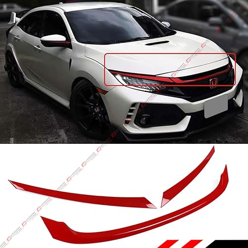 3 piezas JDM rojo brillante ABS cubierta de parrilla delantera embellecer compatible con Honda Civic 2016-2021