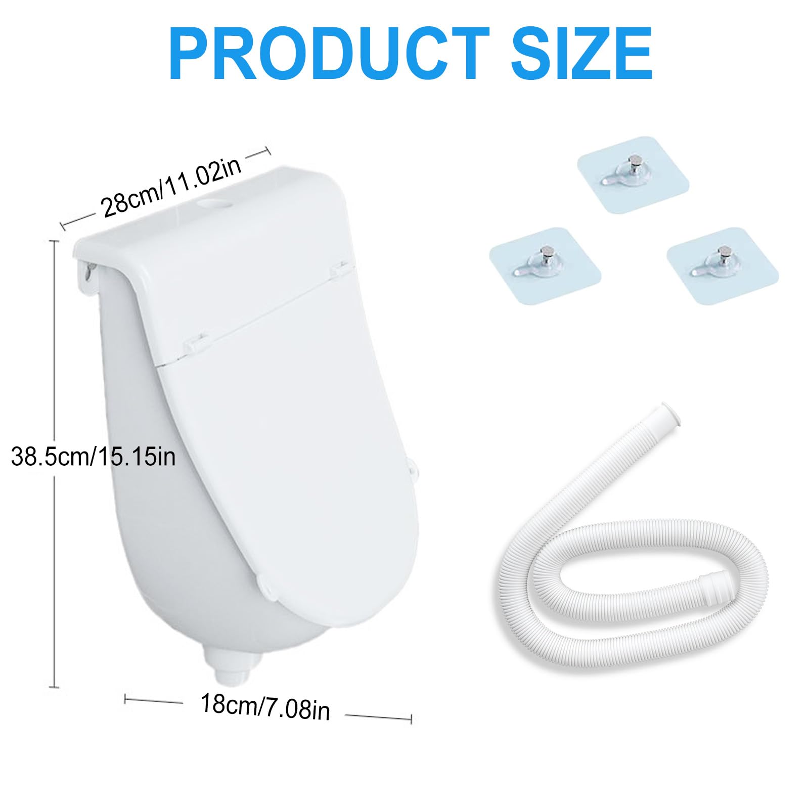 Urinal Zur Wandmontage Mit Deckel, Wasserloses Wandmontiertes Urinal | mit 1.5m Ablaufschlauch, Umleiter, auslaufsicher Outdoor-Urinal, Für Badezimmer, Camping, Wohnmobil, Garage