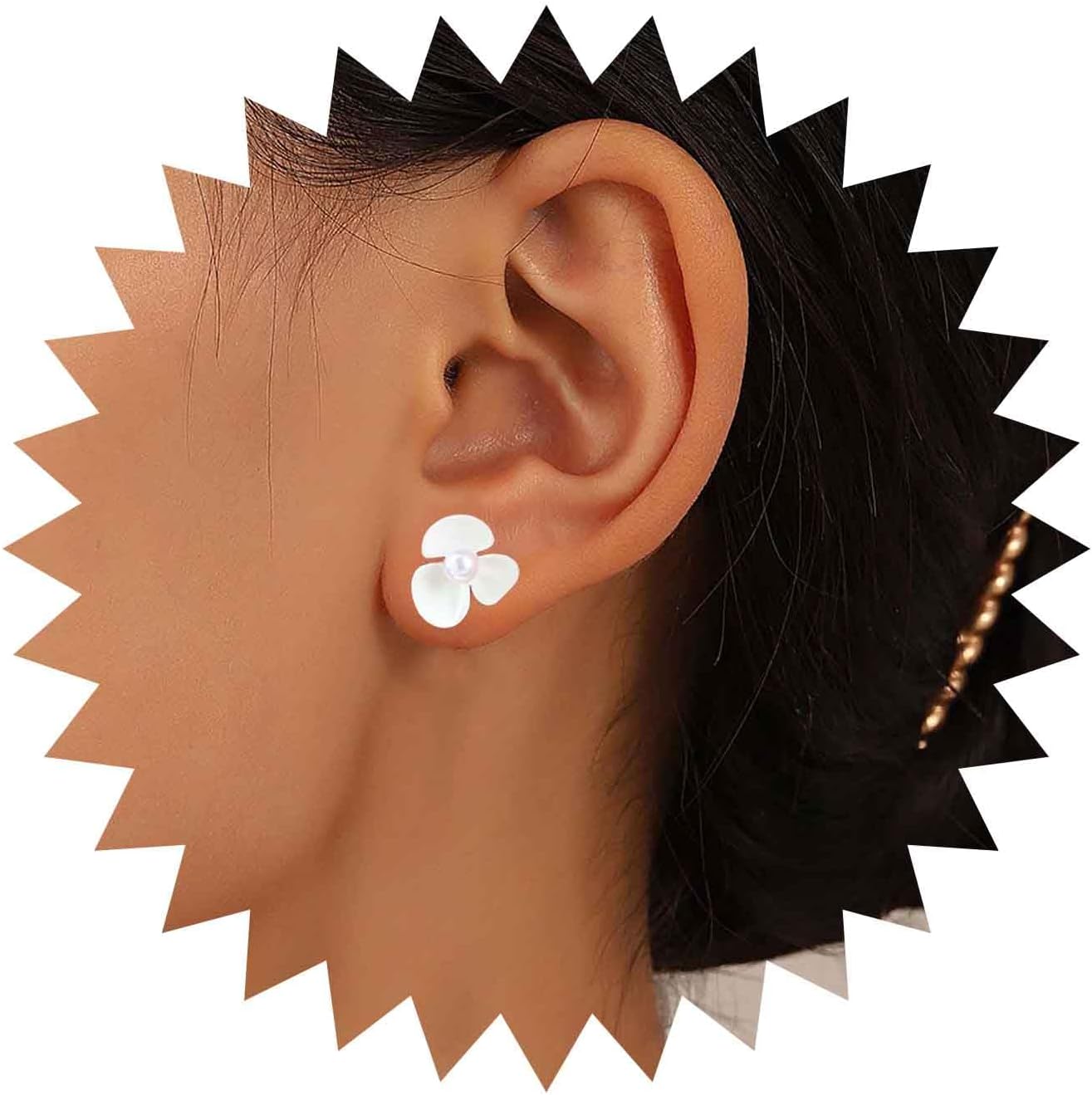 Andelaisi Boho Acrylic Flower Earrings Vintage Resin Flower Earrings Acrylic Tiny Pearl Flower Earrings Wedding Flower Pearl Earrings Jewelry for Women