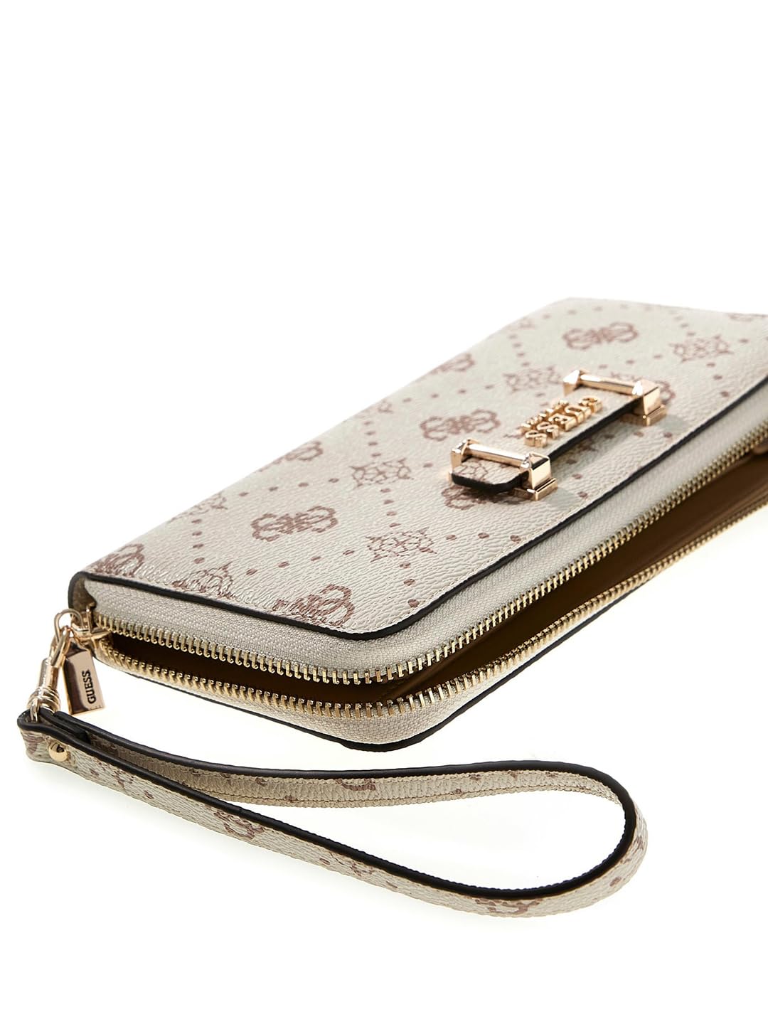 GUESS portafoglio Carrie Logo Large Zip Around Wallet Vanilla Logo avorio