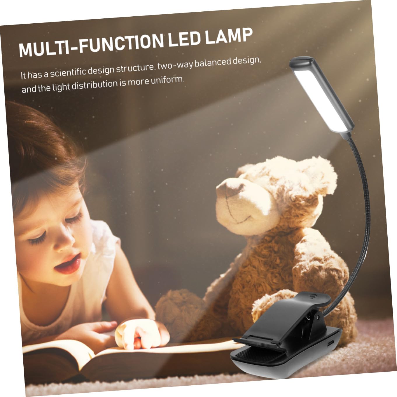 Hohopeti Lot de 2 Lampes de Lecture LED à Pince Noire, Rechargeables, Réglables sur 3 Niveaux de Luminosité, Lumière Douce pour Pupitre de Musique et Bureau, Lampe LED Multifonction