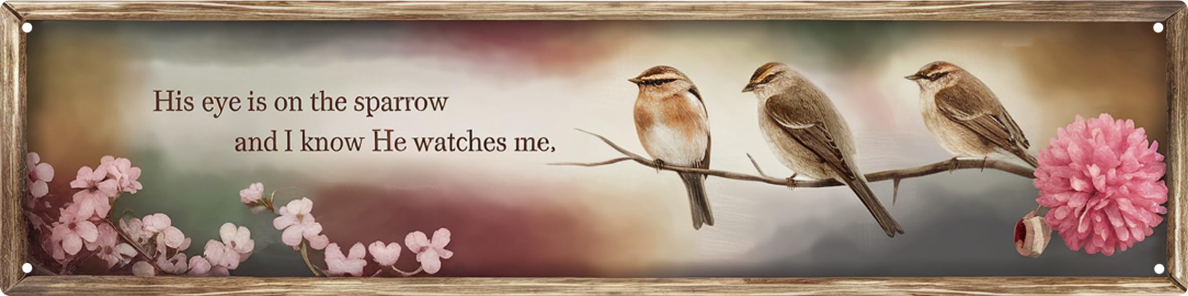 Aimlayton His Eye Is On The Sparrow Metal Sign 4x16in Inspirational Scripture Plaque for Christian Home Wall Gift