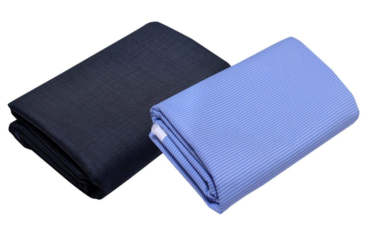 kundan sulz gwalior Men's Cotton Un-Stitch Shirt & Trouser Fabric (Corporate Dress Color) Combo Set (Navy Blue/White Blue)-picture-28