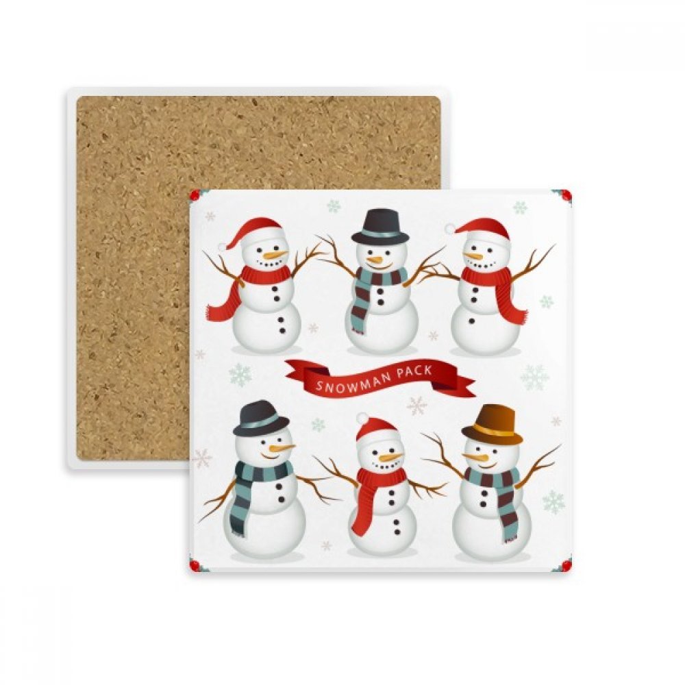 Tasse coaster pierre absorbante anti-goutte carré bonhomme de neige