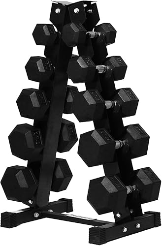 RitFit Juego de mancuernas hexagonales de goma de 250 libras300 libras con estante de pesas, múltiples opciones de color disponibles, gran equipo de