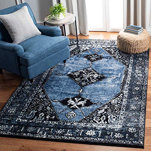 Review de Alfombras persas tabla con los diez mejores. 33 SAFAVIEH - Alfombra clásico de la colección Hamadan, 5 pies 3 pulgadas x 7 pies 6 pulgadas, azul y gris, diseño persa tradicional oriental, no desprende pelo y fácil cuidado...