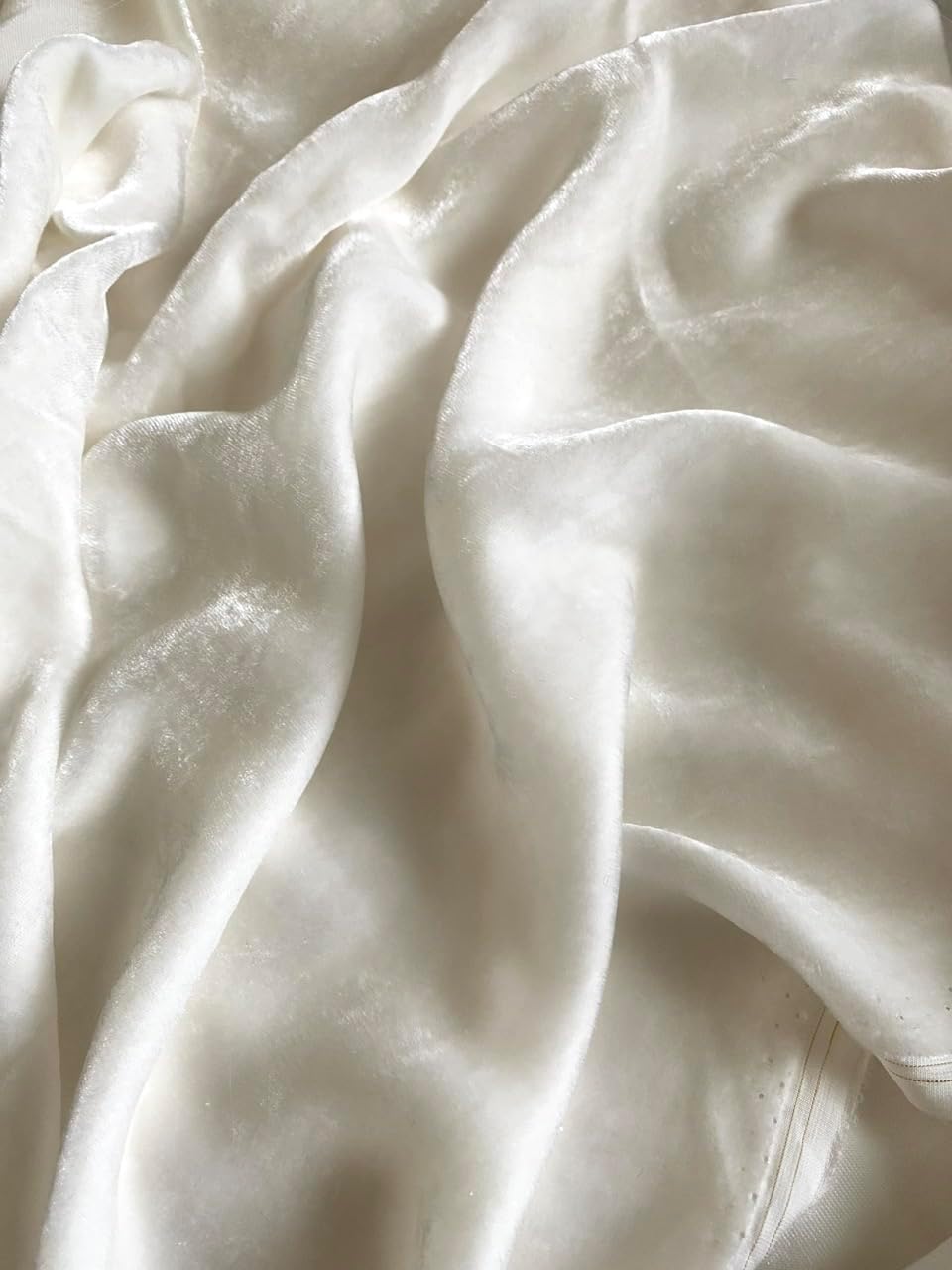 Ivory Luxury Mulberry Silk Velvet Fabric by The Yard/Half Yard, Silk Velvet Fabric for Apparels, Curtains, Pillowcases, Blankets and Home Decor, Cut in a Continous Length. (by The Yard)