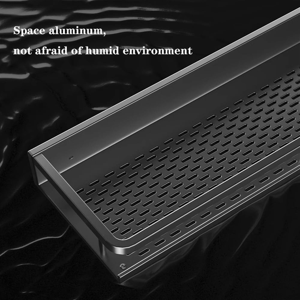 Wygoda Organizer prysznicowy z aluminium Space z drążkiem na ręczniki i haczykami, półki łazienkowe bez wiercenia(40cm)