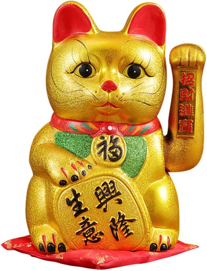 Luck Cat-Waving Arm Cat 7 Inches Gold Business is Booming Lucky Cat Opening Gifts,Chinese Feng Shui Deoration Cat for Home Office for Home Office
