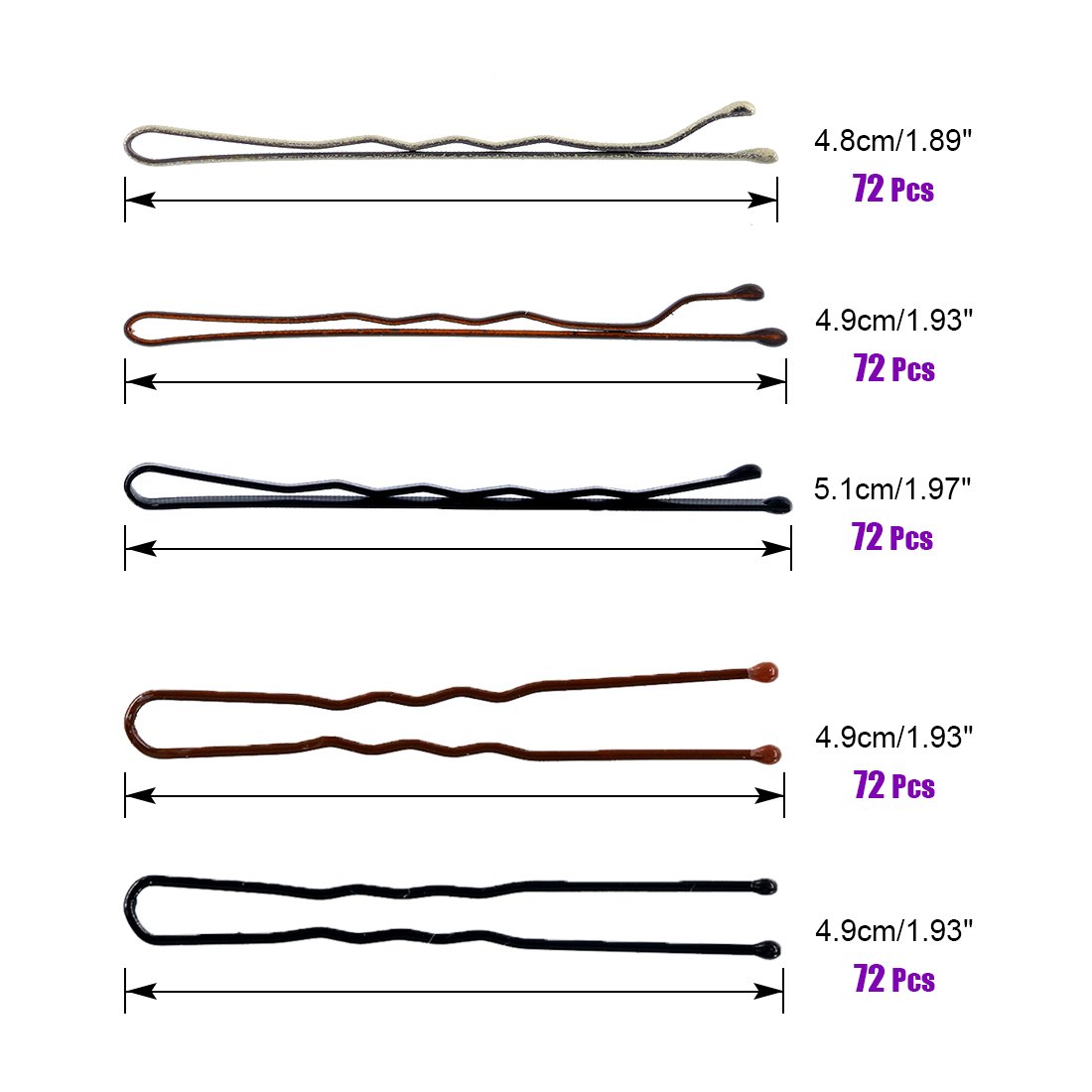 Swpeet 360 Pieces 2 Styles Hair Pins Kit and 220Pcs 5cm 6cm U Shaped Hair Pins