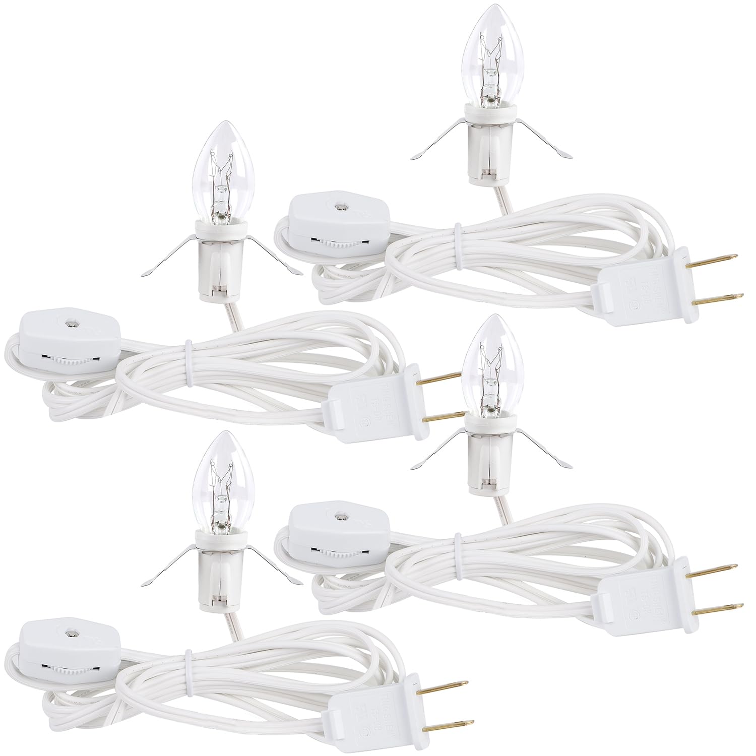 WATERGLIDE 4 Pack Accessory Cord with Clear Bulb, 6 FT UL Listed Replacement Lamp Cord with ON/Off Switch, Perfect for Christmas Village House, Craft Projects, Halloween Holiday Decoration