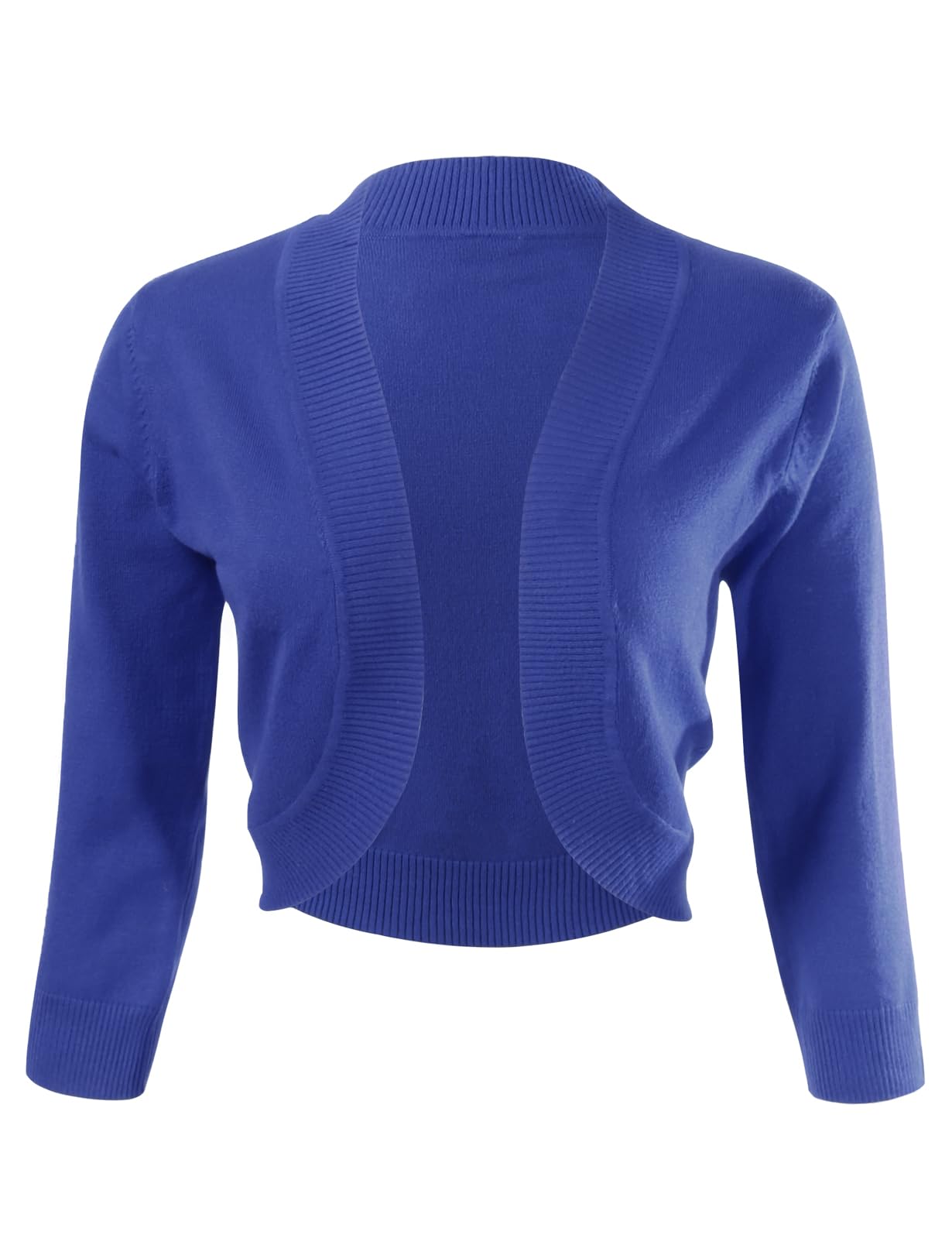 Allsense Women's 3/4 Sleeve Open Front Cropped Cardigan - Soft Viscose Blend, Sizes S-3XL (Royal Blue, Size S) - View #8