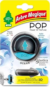 Arbre Magique POP Solid Car Air Freshener, Ocean Fragrance, Delicate and Fresh Fragrance, Lasts Up to 30 Days, Italian Des…