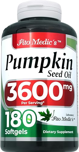 FITO MEDIC'S Laboratorio  Aceite de semilla de calabaza  180 cápsulas blandas  3600 mg  Cápsulas de aceite de semilla de calabaza  Suplemento de
