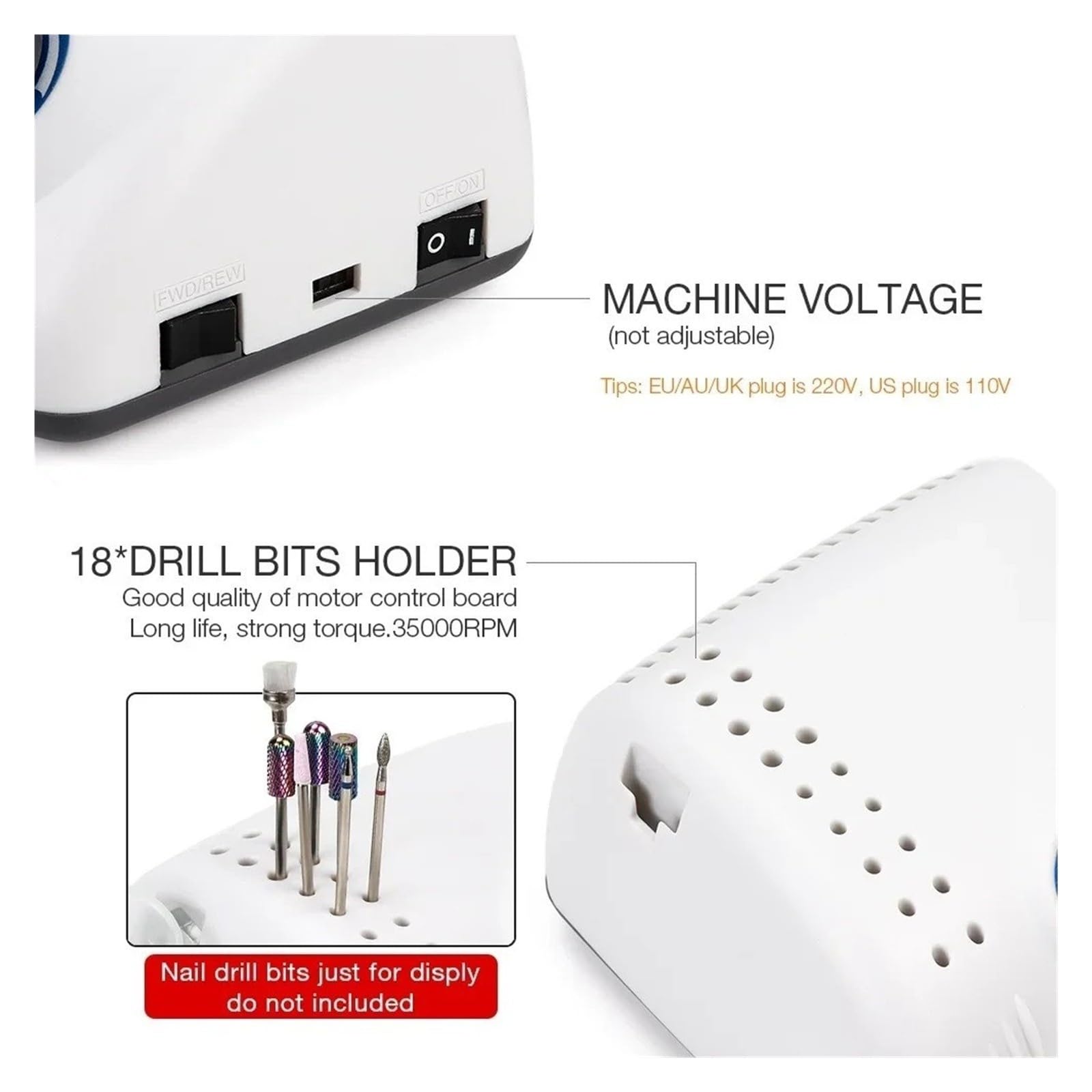 Ponceuse à ongles, Perceuses à ongles 65W, Machine de manucure et pédicure, lime électrique, polissage des