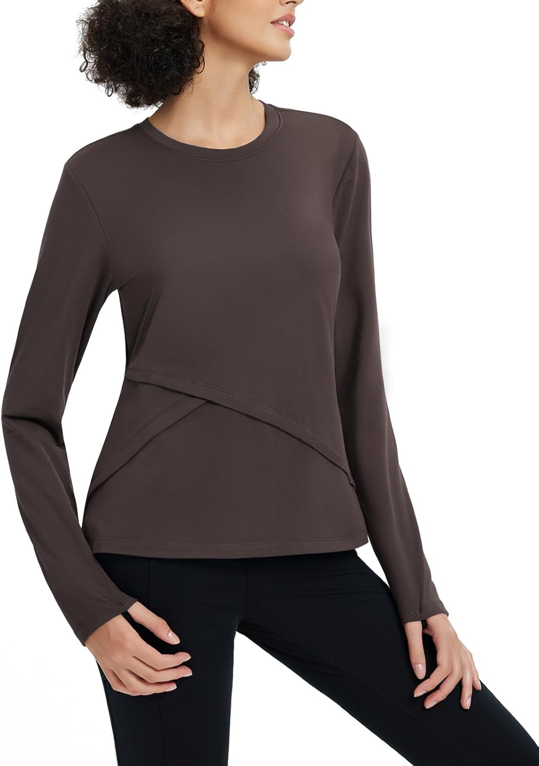 baleaf Women’s Thermal Shirts Long Sleeve Fleece Lined Running Tops Thumbhole Cold Weather Winter Gear Workout Hiking Base Layer