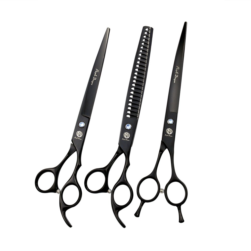 Purple Dragon Tijeras profesionales de corte de pelo para perros de 8 pulgadas | Acero inoxidable japonés 440C, para peluqueros de mascotas o uso familiar